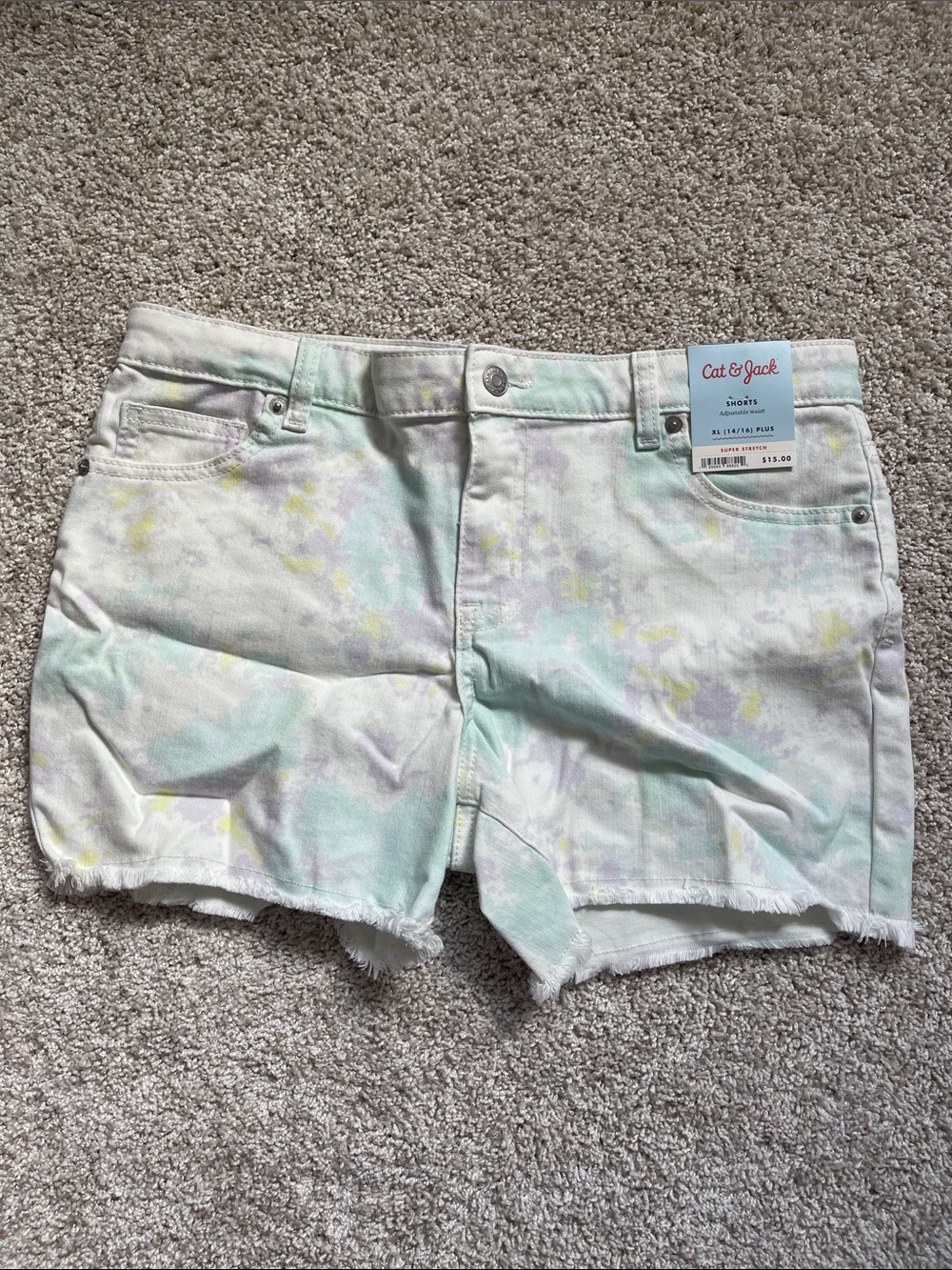 Cat & Jack Pastel Tie-Dye Denim Shorts - Mint, Lavender, Yellow